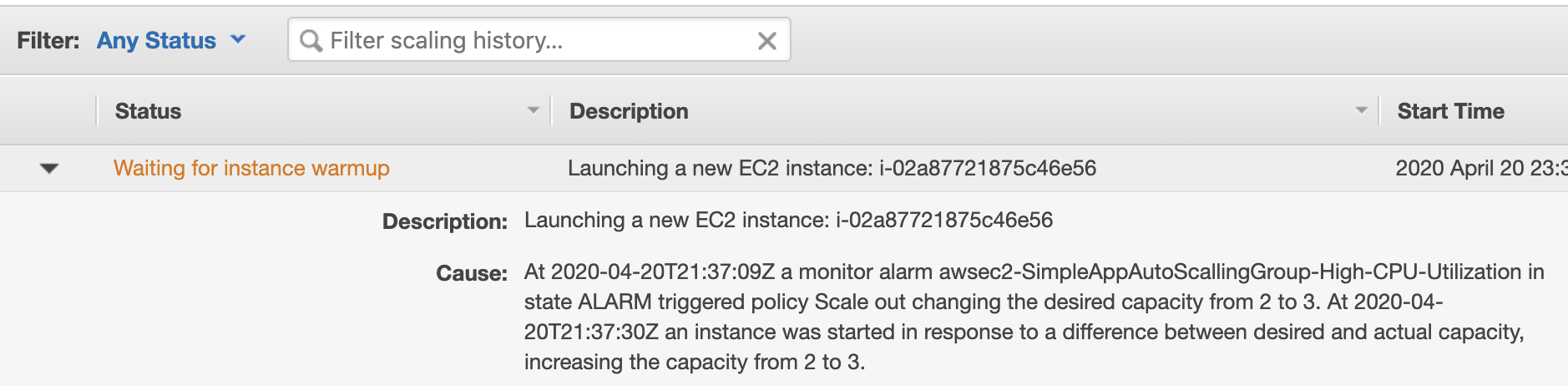 3d Instance in activity log