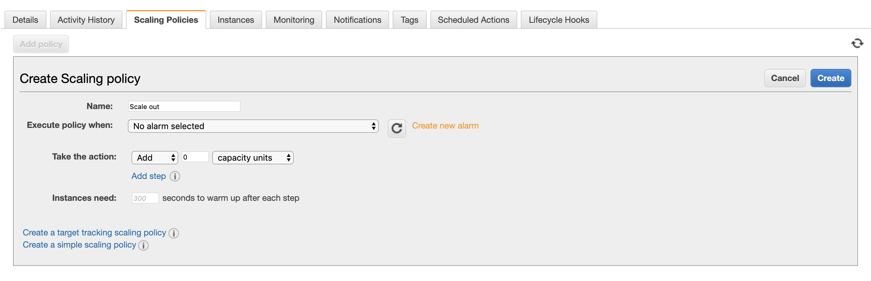 Adding autoscaling policy