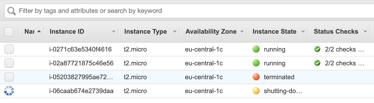 terminated instances